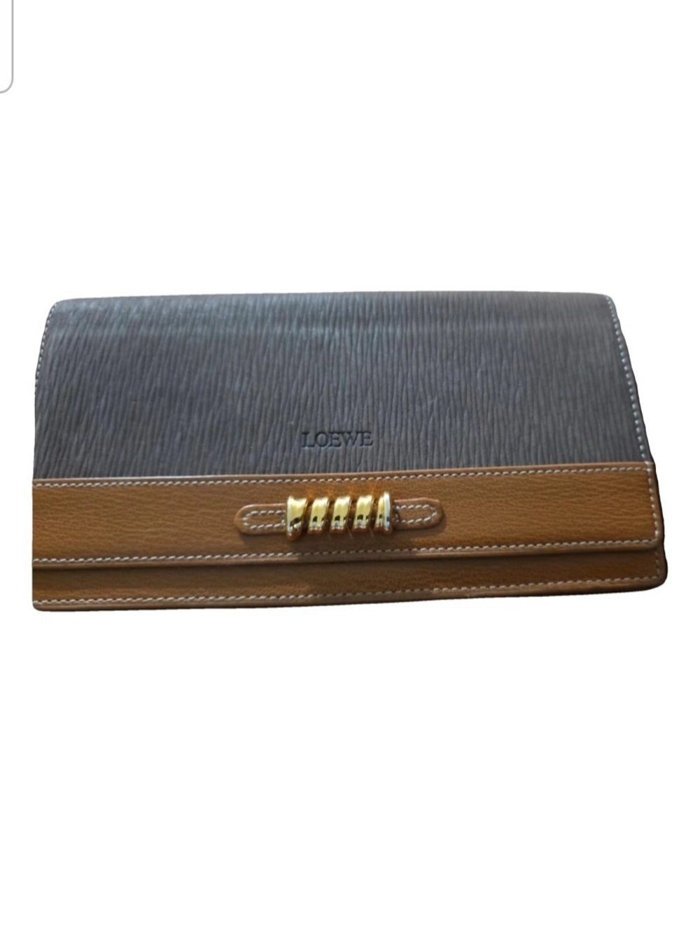 LOEWE Two-Tone Brown Gray Leather Clutch
